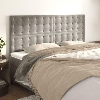 vidaXL Cabeceros 4 Unidades De Terciopelo Gris Claro 100x5x78/88 Cm Vidaxl