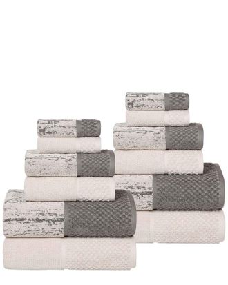 Superior Lodie Cotton Plush Jacquard Solid & Two-Toned 12Pc Towel Set