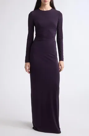 Emporio Armani Jersey Long Sleeve Maxi Dress in Blackberry at Nordstrom, Size 38