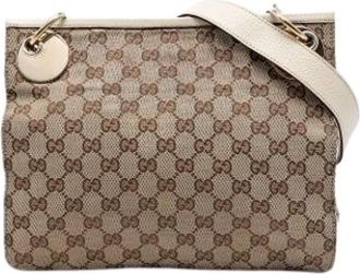 Gucci Pre-owned Eclipse Crossbody Bag - Dames - Vintage Schoudertas - Beige - ONE Size - Leer - Vintage