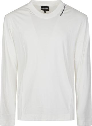 Emporio Armani Embroidered Logo Modal-Silk Blend Long-Sleeve T-Shirt