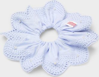 Simons Womens Large pearl and openwork scalloped scrunchie