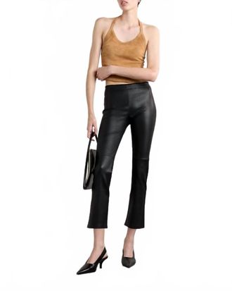 Stouls Jp Twenty Cropped Leather Flared Pants In Black