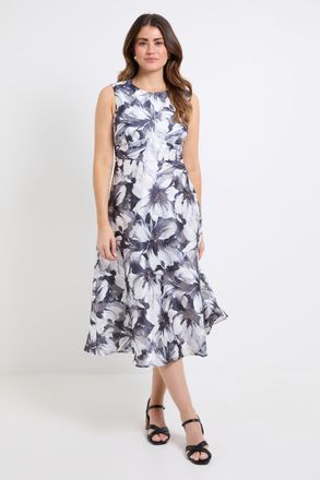 Wallis Womens Floral Burnout Sleeveless Midi Dress - Navy - Size 18 UK