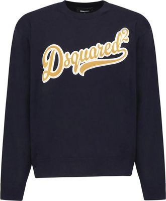 Dsquared2 Blauwe Pullover Sweaters - Heren - Ronde hals truien - Blauw - XL - Truien & Vesten