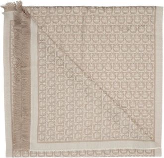 Ferragamo Gancini motief sjaal - Dames - Sjaals - Beige - ONE Size - Wol - Accessoires