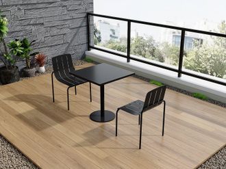 Vente-Unique Sala da pranzo da giardino in metallo: un tavolo L.70 cm e 2 sedie impilabili - Nero - BALVORA di MYLIA