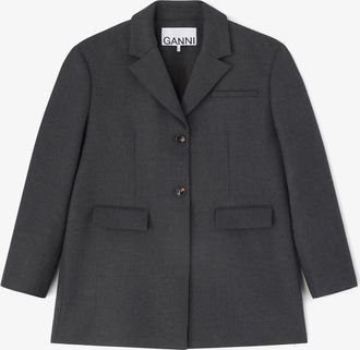 Ganni Grey Wool Suiting Blazer - Size XXS/XS Mixed