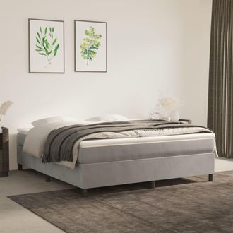 vidaXL Vidaxl - Estructura De Cama Sin Colch&oacute;n Terciopelo Gris Claro 160x200 Cm