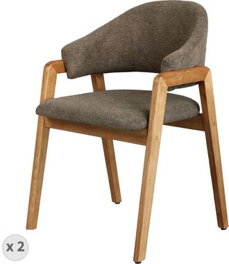 Moloo Silla de tela marrón y fresno natural (x2)