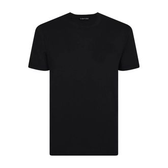 Tom Ford T-Shirts, male, Black, Size: L Lyocell Cotton Crew Neck T-Shirt