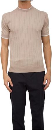 PESERICO Stijlvolle Gebreide Top - Heren - T-shirts - Beige - M - Katoen - Tops