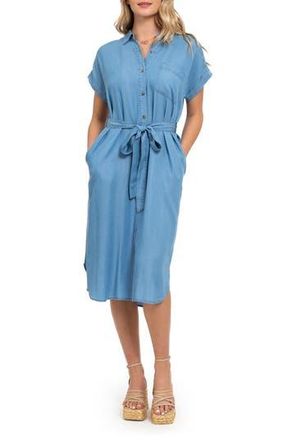August Sky Short Sleeve Shirtdress in Chambray at Nordstrom Rack, Size Small