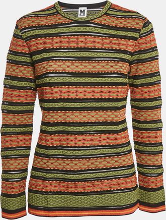 M Missoni Green/black Patterned Knit Long Sleeve Top