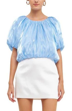 endless rose Sheen Effect Blouson Top in Ocean Blue at Nordstrom Rack, Size X-Small