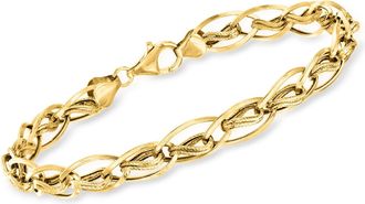 Ross-Simons 10kt Yellow Gold Twisted Double-Oval Link Bracelet