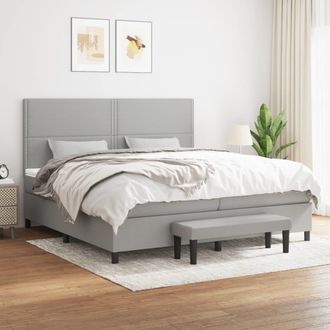 vidaXL Vidaxl - Cama Box Spring Con Colch&oacute;n Tela Gris Claro 200x200 Cm