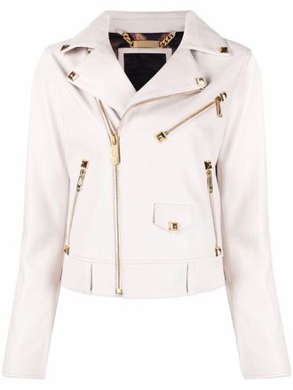 Philipp Plein Bikerjack met studs - Wit
