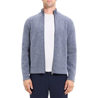 Theory Walton Marl Cotton Zip-Up Sweater in Blueberry Grey Heather at Nordstrom Rack, Size Large