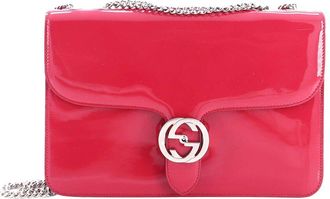 Gucci Pink Patent Interlocking Shoulder Bag Medium (Authentic Pre-Loved)