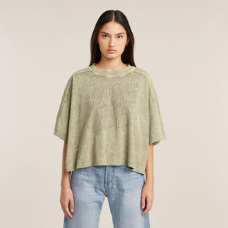 G-Star Washed Multi Logo Oversized T-shirt - Beige - Dames