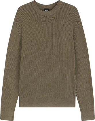 HUGO BOSS Trui met ronde hals - Heren - Truien - Beige - Maat: S Viscose