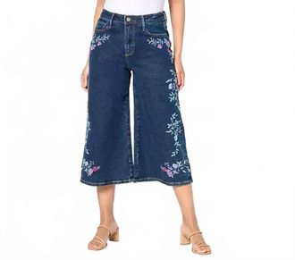 Free People Capri In Blooms Jeans In Blue