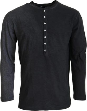 Dsquared2 Klassieke Zwarte Trui met Lange Mouwen - Heren - Longsleeves - Zwart - S - Katoen - Tops
