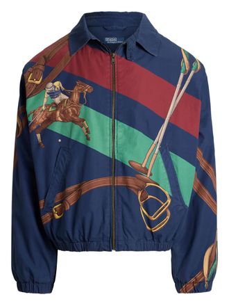 Polo Ralph Lauren equestrian-print bomber jacket - men - Cotton/Cotton - L - Blue