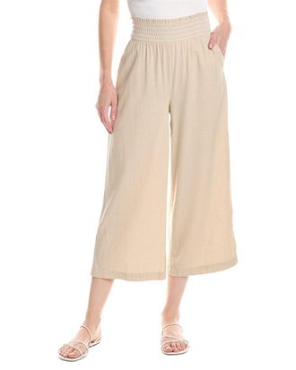 NVLT Nvlt Smocked Waist Linen-Blend Cropped Pant