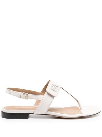 Emporio Armani logo-plaque leather sandals - Neutrals