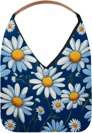 Generic Daisies Vintage Reusable Lightweight Grocery Bags - Foldable Into Compact Pouch, Washable & Sturdy, Multipurpose for Shopping and Travel