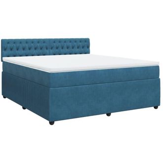 vidaXL Vidaxl - Cama Box Spring Con Colch&oacute;n Terciopelo Azul 180x200 Cm