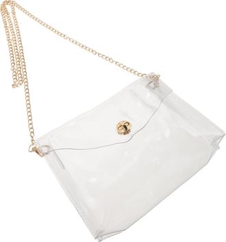 UPKOCH Clear Crossbody Bag for Women PVC Metal Chain Stadium Purse Transparent Shoulder Bag Lightweight Stylish for Concerts Travel Everyday Use