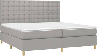 vidaXL Cama Box Spring Con Colch&oacute;n Tela Y Led Gris Claro 200x200 Cm Vidaxl