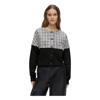 Karl Lagerfeld Pareldetails Boucl&eacute; Jas - Dames - Jassen - Zwart - Maat: S Katoen