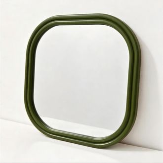 Sweeek Espejo cuadrado de madera, 60cm, verde kaki