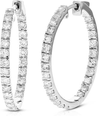 Vir Jewels 2 cttw Lab Grown Diamond Hoops Earrings in Sterling Silver With Latch Backs For Women