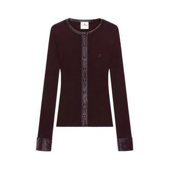 Courr&egrave;ges Ribbed Knit Cardigan - female - Courr&egrave;ges - Cardigans - Red - XS - Knitwear