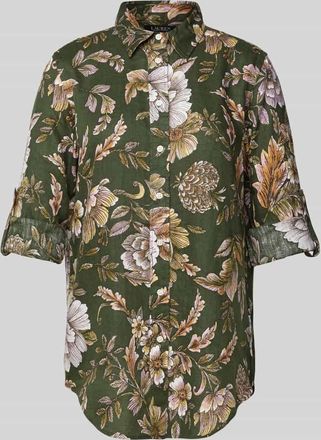 Lauren Ralph Lauren Regular Fit Leinenbluse mit Hemdblusenkragen Modell KARRIE in Oliv, Größe XS