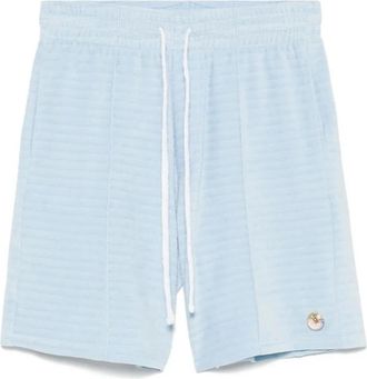 Casablanca Velour Pintuck Shorts - Heren - Korte Broeken - Blauw - S - Katoen - Korte Broeken