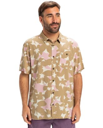 Quiksilver Kurzarmhemd QUIKSILVER Safe Paradise, Herren, Gr. XXL, US-Gr&ouml;ssen, grau (lead gray handtman), Obermaterial: 100% Viskose;, Hemden Kurzarmhemd