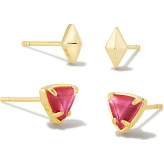 Kendra Scott Greta Set of 2 Stud Earrings in Gold Magenta Illusion at Nordstrom Rack