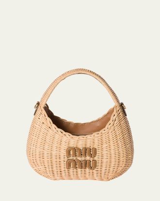 Miu Miu Wander Woven Rattan Top-Handle Bag