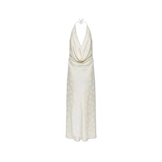 Rotate ROTATE Birger Christensen, Gowns, female, Beige, Size: M Satin Floral Motif Dress