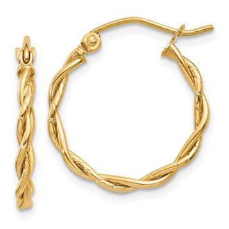 Diamond2Deal 10k Yellow Gold Polished 2.25mm Twisted Fancy Hoop Earrings
