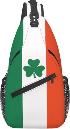 Generic Ireland Shamrock Flag Shoulder Bag Adjustable Cross Body Bag With Zipper Backpack For Casual Workout Men