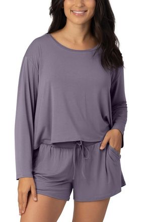 Kindred Bravely Aria Casual Long Sleeve Cropped Top in Granite at Nordstrom, Size X-Large