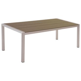 Beliani Mesa De Comedor De Metal Marr&oacute;n Plateado 180 X 90 Cm 6 Personas Vernio
