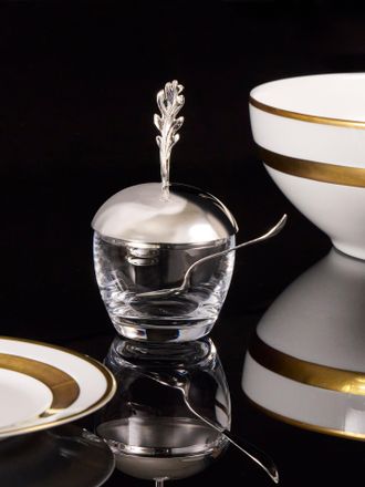 Pampaloni Oak Leaf Silver-Plated Jam Jar